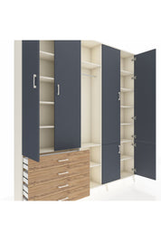 Arges Dolap 14 Raflı 4 Çekmeceli Tek Askılı 220x30x243 Aytaşı-Antrasit/Çam