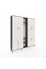 Arges Gardrop 14 Raflı 4 Çekmeceli Tek Askılı 220x30x243 Antrasit-Aytaşı