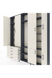 Arges Gardrop 14 Raflı 4 Çekmeceli Tek Askılı 220x30x243 Antrasit-Aytaşı