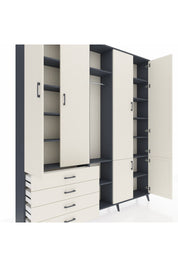 Arges Gardrop 14 Raflı 4 Çekmeceli Tek Askılı 220x30x243 Antrasit-Aytaşı