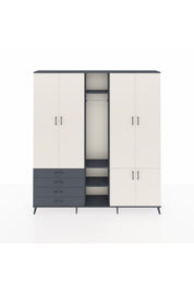 Arges Dolap 14 Raflı 4 Çekmeceli Tek Askılı 220x30x243 Antrasit-Aytaşı/Antrasit