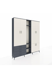 Arges Dolap 14 Raflı 4 Çekmeceli Tek Askılı 220x30x243 Antrasit-Aytaşı/Antrasit