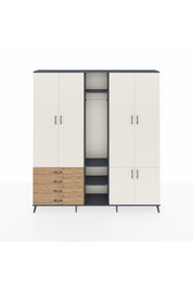 Arges Dolap 14 Raflı 4 Çekmeceli Tek Askılı 220x30x243 Antrasit-Aytaşı/Çam