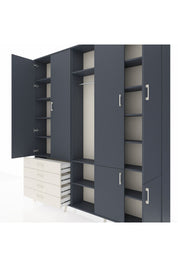 Arges Dolap 14 Raflı 4 Çekmeceli Tek Askılı 220x30x243 Antrasit-Antrasit/Aytaşı