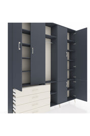 Arges Dolap 14 Raflı 4 Çekmeceli Tek Askılı 220x30x243 Antrasit-Antrasit/Aytaşı