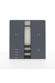 Arges Gardrop 14 Raflı 4 Çekmeceli Tek Askılı 220x30x243 Antrasit-Antrasit