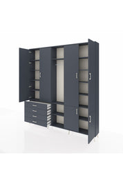 Arges Gardrop 14 Raflı 4 Çekmeceli Tek Askılı 220x30x243 Antrasit-Antrasit