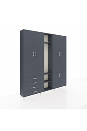 Arges Gardrop 14 Raflı 4 Çekmeceli Tek Askılı 220x30x243 Antrasit-Antrasit