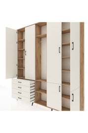 Arges Gardrop 14 Raflı 4 Çekmeceli Tek Askılı 220x30x243 Çam-Aytaşı