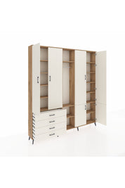 Arges Gardrop 14 Raflı 4 Çekmeceli Tek Askılı 220x30x243 Çam-Aytaşı