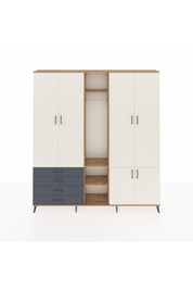 Arges Dolap 14 Raflı 4 Çekmeceli Tek Askılı 220x30x243 Çam-Aytaşı/Antrasit