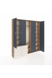 Arges Dolap 14 Raflı 4 Çekmeceli Tek Askılı 220x30x243 Çam-Antrasit/Aytaşı