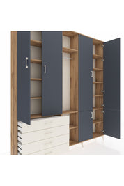 Arges Dolap 14 Raflı 4 Çekmeceli Tek Askılı 220x30x243 Çam-Antrasit/Aytaşı