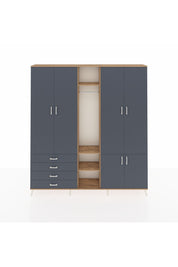 Arges Gardrop 14 Raflı 4 Çekmeceli Tek Askılı 220x30x243 Çam-Antrasit