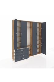 Arges Gardrop 14 Raflı 4 Çekmeceli Tek Askılı 220x30x243 Çam-Antrasit