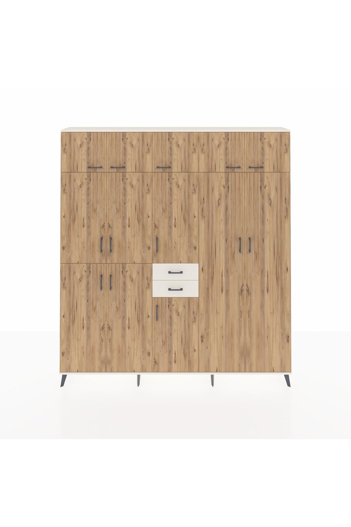 Arges Dolap 10 Raflı 2 Çekmeceli 3 Askılı 220x30x243 Aytaşı-Çam/Aytaşı