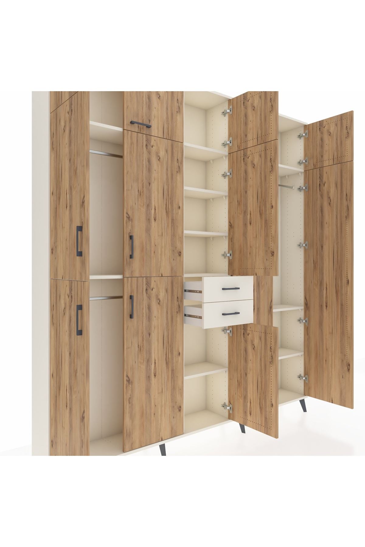 Arges Dolap 10 Raflı 2 Çekmeceli 3 Askılı 220x30x243 Aytaşı-Çam/Aytaşı