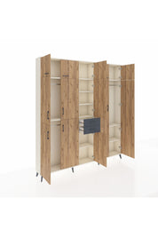 Arges Dolap 10 Raflı 2 Çekmeceli 3 Askılı 220x30x243 Aytaşı-Çam/Antrasit