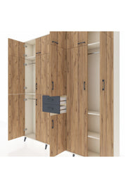 Arges Dolap 10 Raflı 2 Çekmeceli 3 Askılı 220x30x243 Aytaşı-Çam/Antrasit