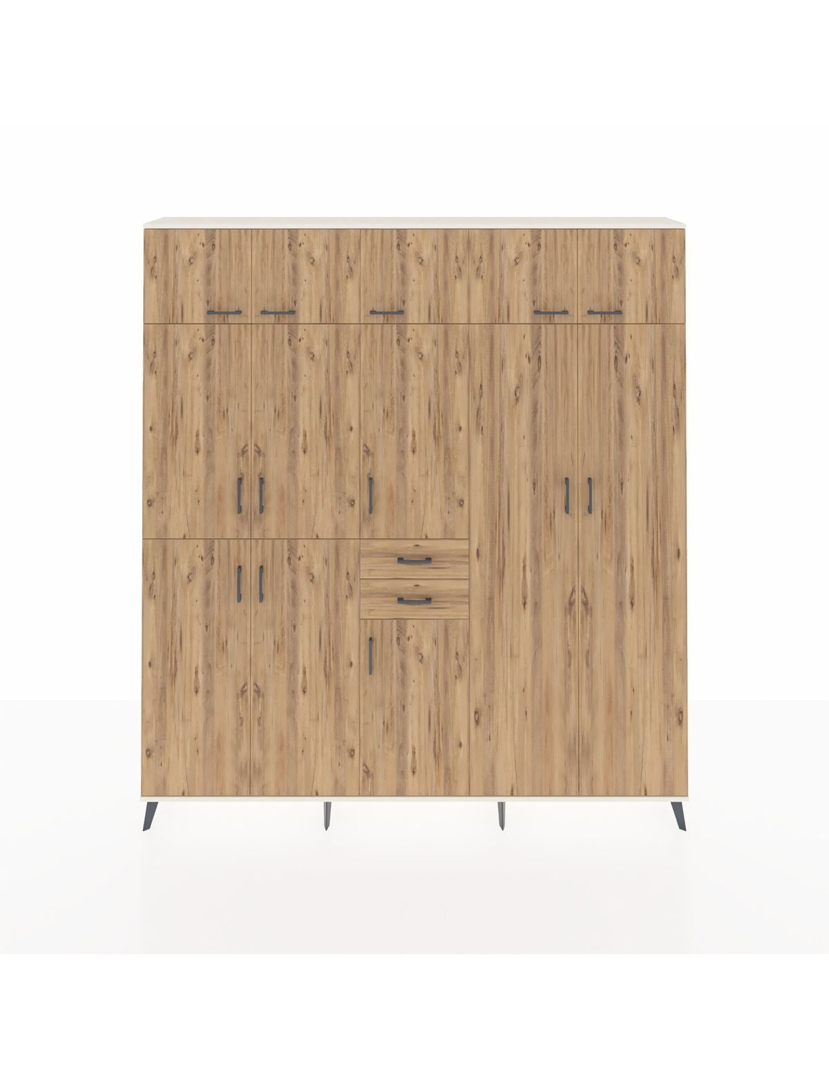 Arges Gardrop 10 Raflı 2 Çekmeceli 3 Askılı 220x30x243 Aytaşı-Çam