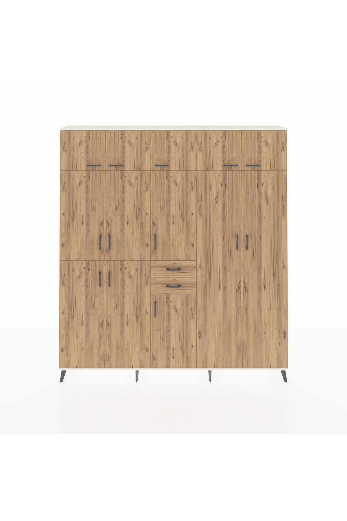 Arges Gardrop 10 Raflı 2 Çekmeceli 3 Askılı 220x30x243 Aytaşı-Çam