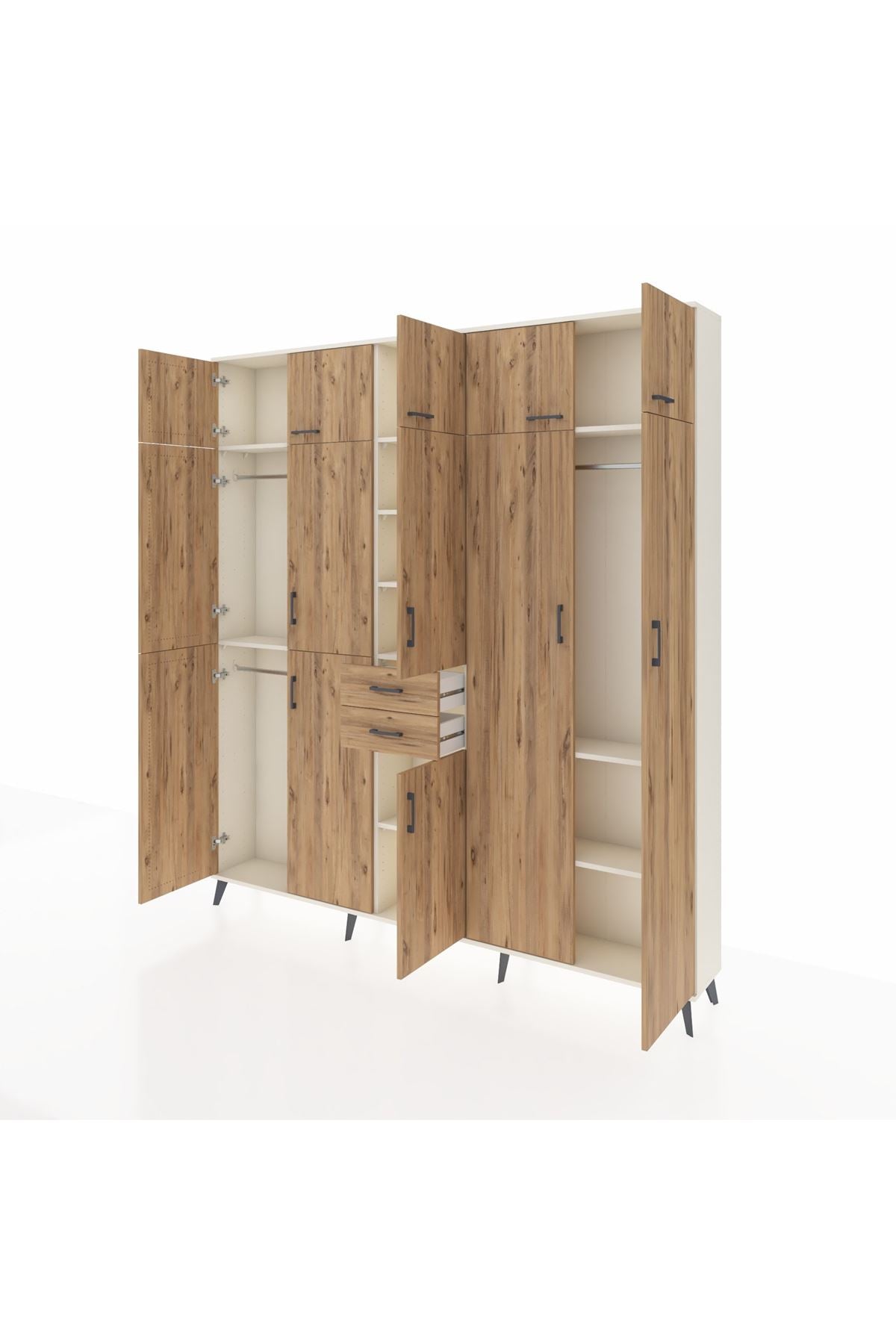 Arges Gardrop 10 Raflı 2 Çekmeceli 3 Askılı 220x30x243 Aytaşı-Çam