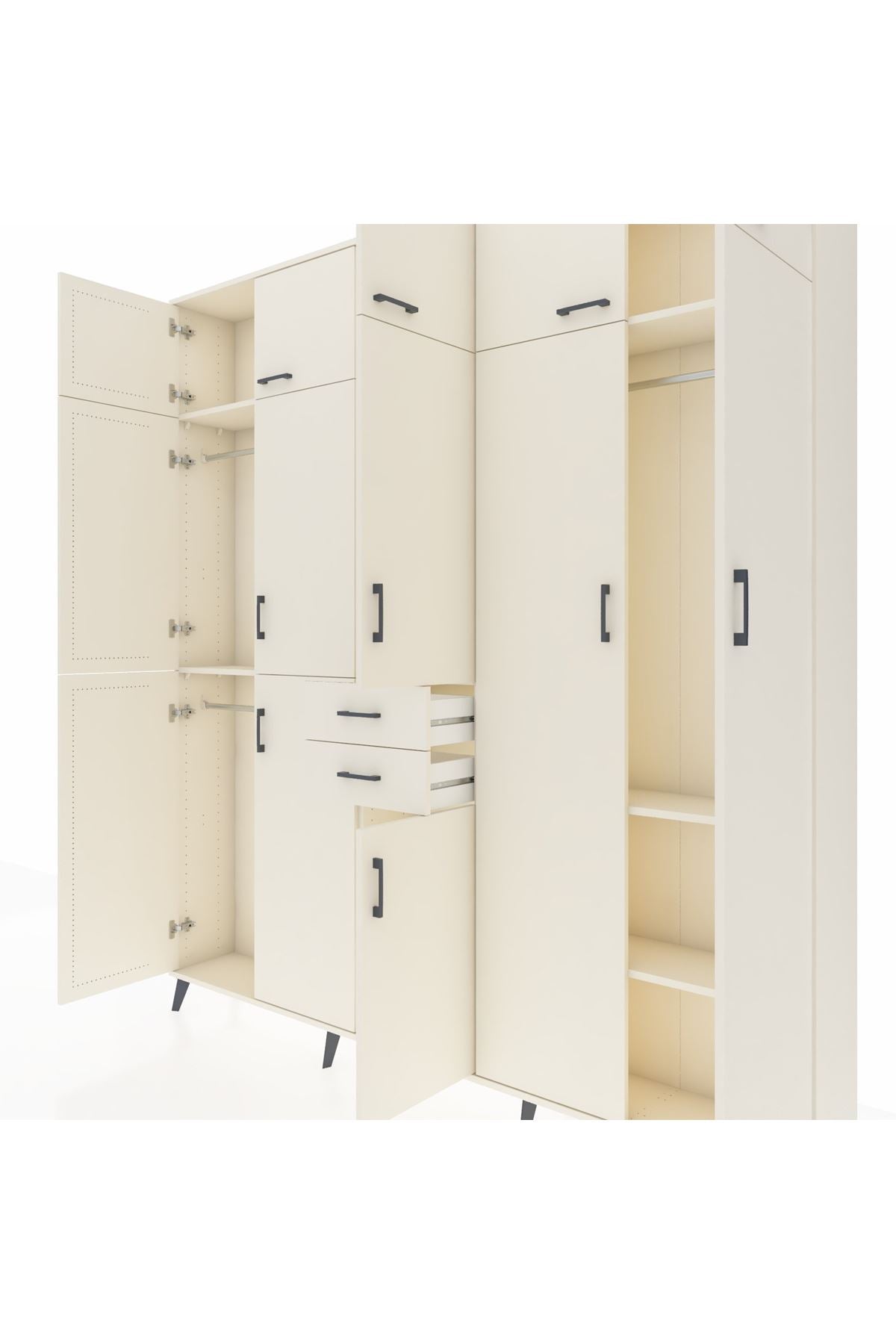 Arges Gardrop 10 Raflı 2 Çekmeceli 3 Askılı 220x30x243 Aytaşı-Aytaşı