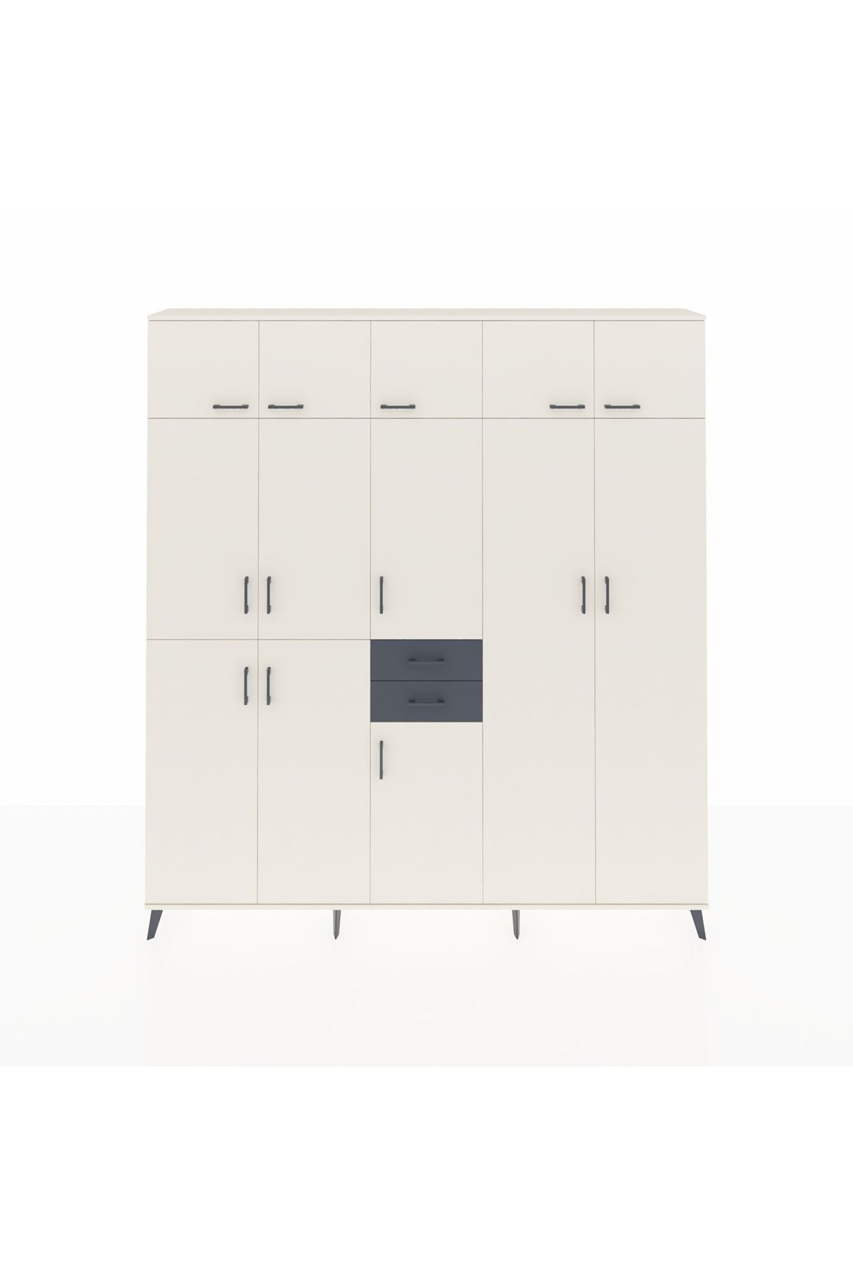 Arges Dolap 10 Raflı 2 Çekmeceli 3 Askılı 220x30x243 Aytaşı-Aytaşı/Antrasit