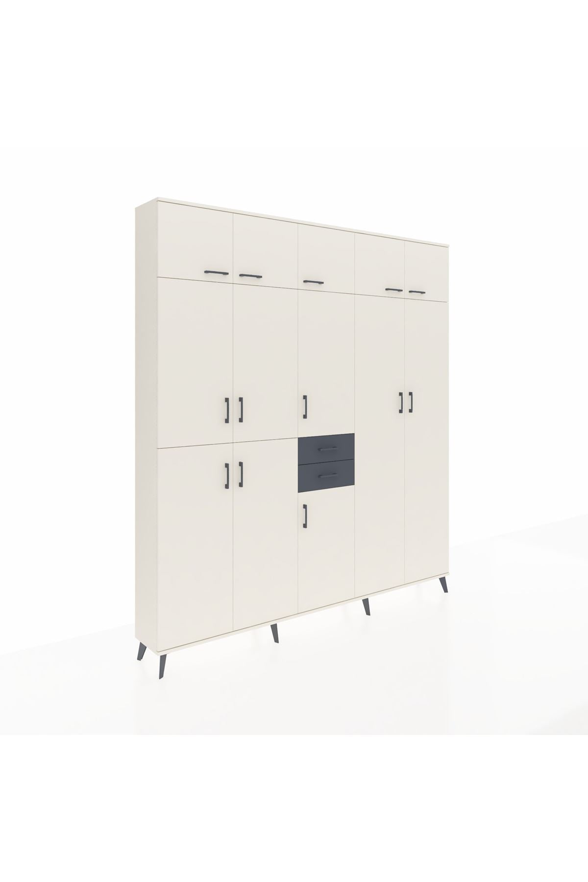 Arges Dolap 10 Raflı 2 Çekmeceli 3 Askılı 220x30x243 Aytaşı-Aytaşı/Antrasit