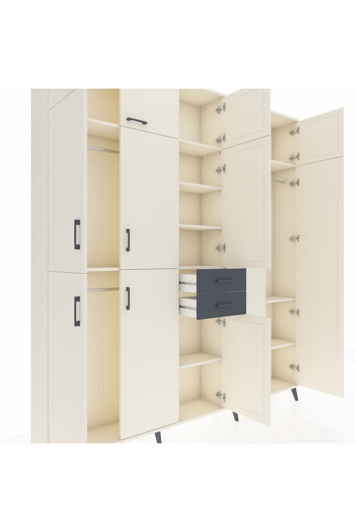 Arges Dolap 10 Raflı 2 Çekmeceli 3 Askılı 220x30x243 Aytaşı-Aytaşı/Antrasit