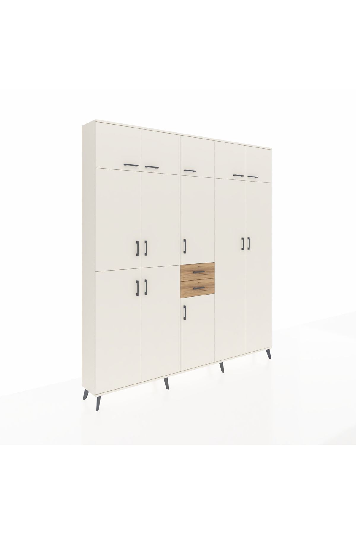 Arges Dolap 10 Raflı 2 Çekmeceli 3 Askılı 220x30x243 Aytaşı-Aytaşı/Çam