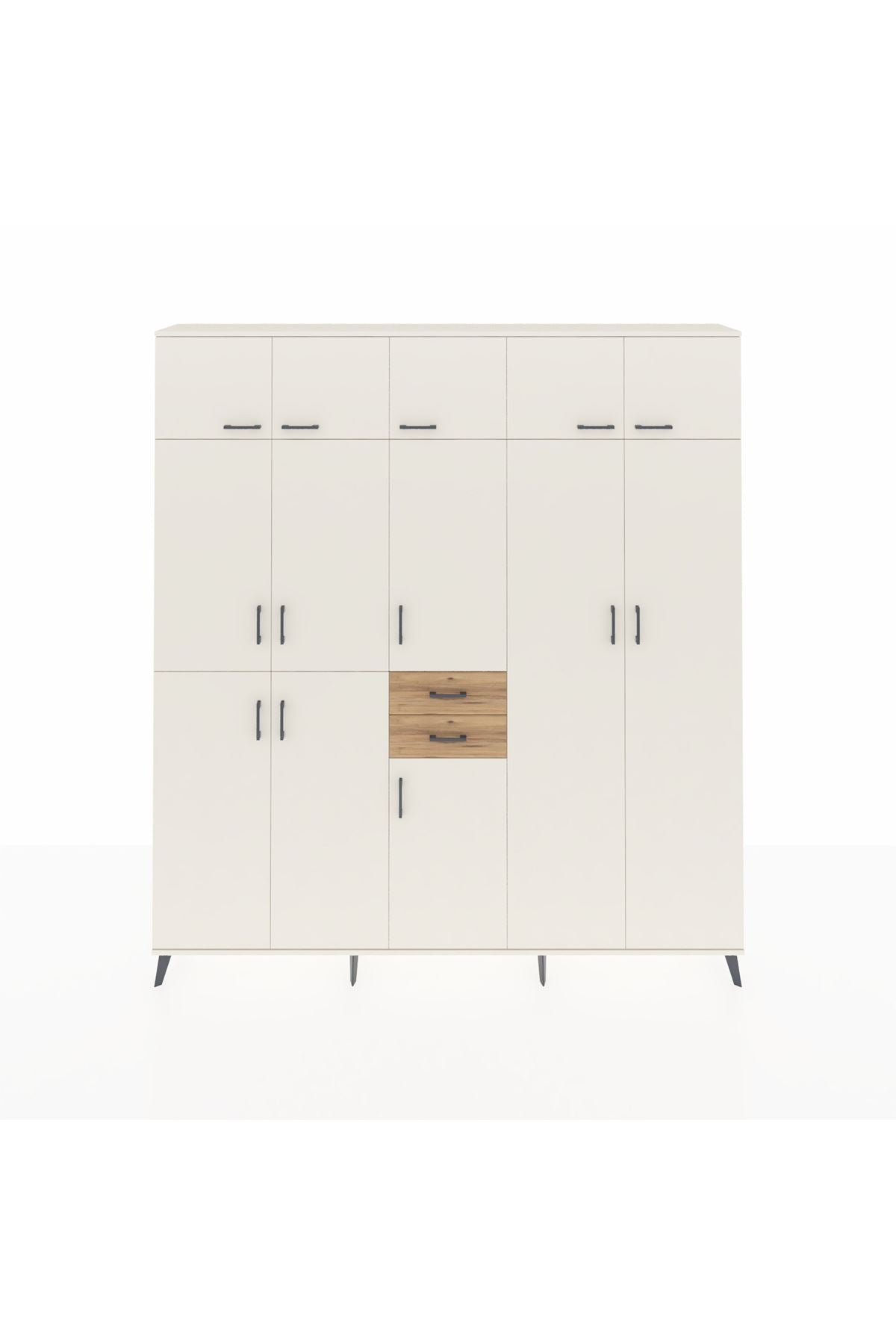 Arges Dolap 10 Raflı 2 Çekmeceli 3 Askılı 220x30x243 Aytaşı-Aytaşı/Çam