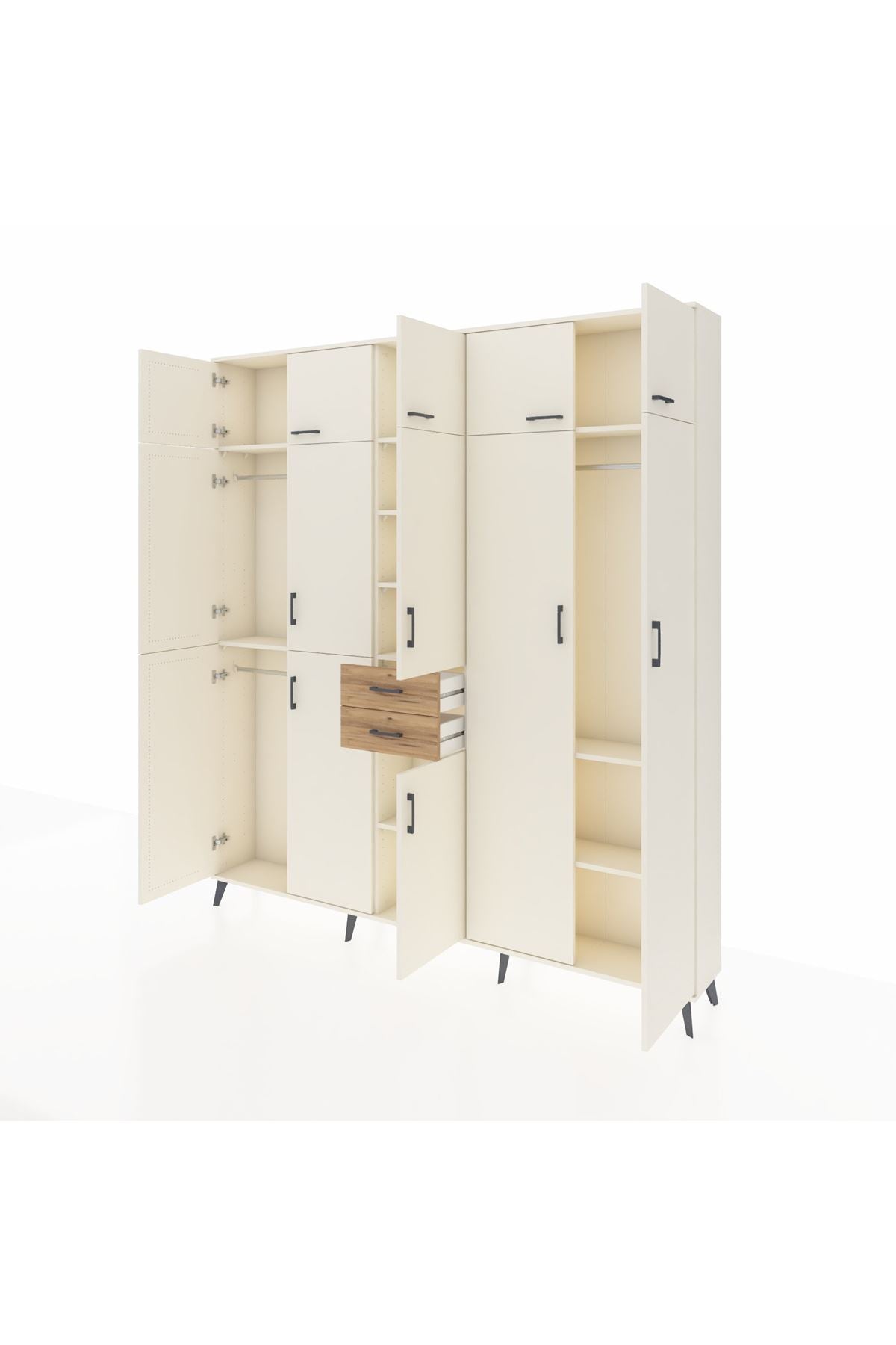 Arges Dolap 10 Raflı 2 Çekmeceli 3 Askılı 220x30x243 Aytaşı-Aytaşı/Çam