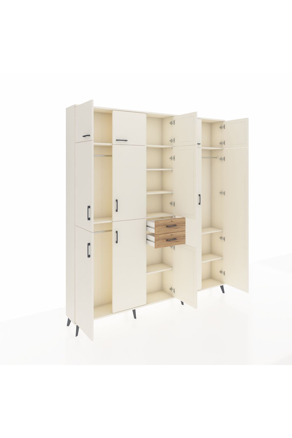 Arges Dolap 10 Raflı 2 Çekmeceli 3 Askılı 220x30x243 Aytaşı-Aytaşı/Çam