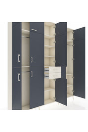 Arges Dolap 10 Raflı 2 Çekmeceli 3 Askılı 220x30x243 Aytaşı-Antrasit/Aytaşı