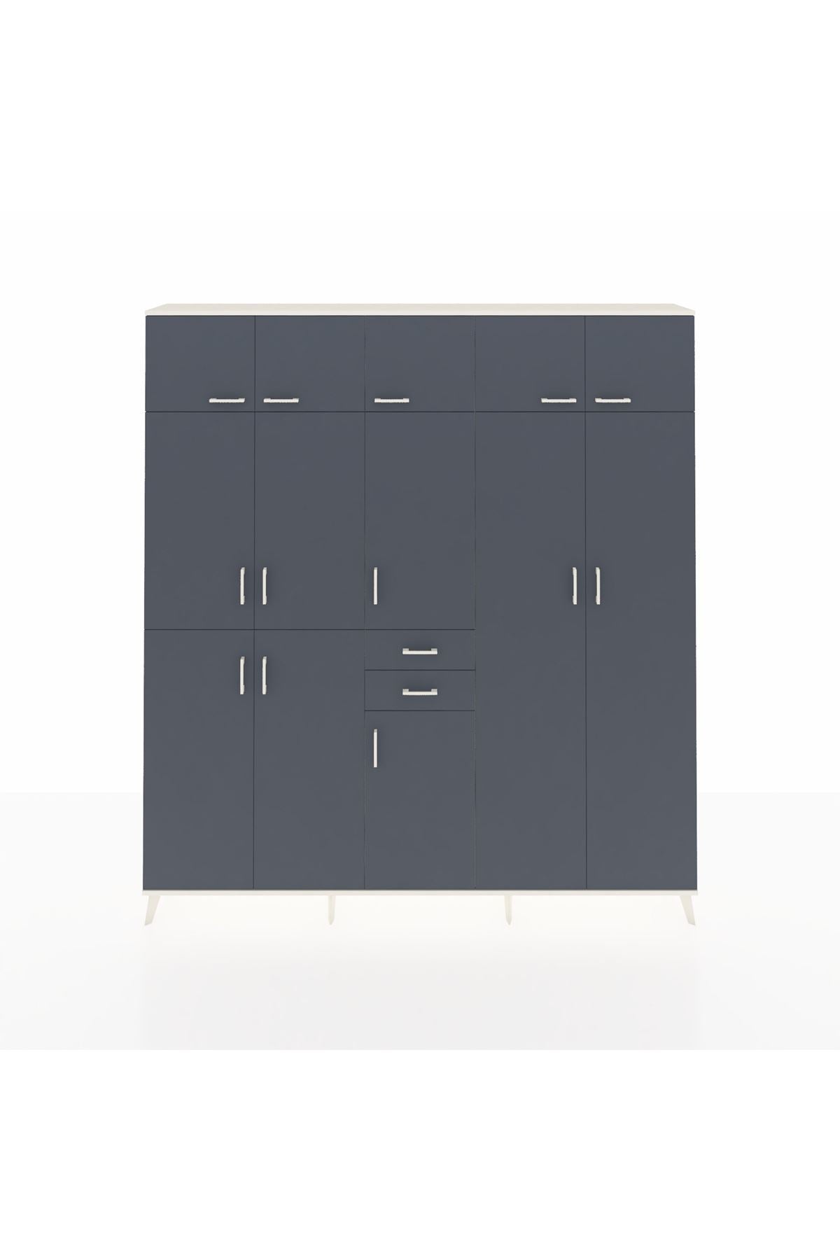 Arges Gardrop 10 Raflı 2 Çekmeceli 3 Askılı 220x30x243 Aytaşı-Antrasit