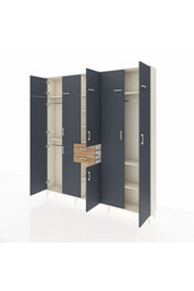 Arges Dolap 10 Raflı 2 Çekmeceli 3 Askılı 220x30x243 Aytaşı-Antrasit/Çam