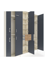 Arges Dolap 10 Raflı 2 Çekmeceli 3 Askılı 220x30x243 Aytaşı-Antrasit/Çam