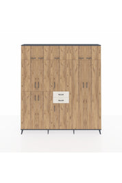 Arges Dolap 10 Raflı 2 Çekmeceli 3 Askılı 220x30x243 Antrasit-Çam/Aytaşı