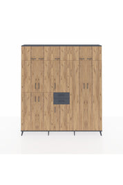 Arges Dolap 10 Raflı 2 Çekmeceli 3 Askılı 220x30x243 Antrasit-Çam/Antrasit