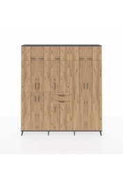 Arges Gardrop 10 Raflı 2 Çekmeceli 3 Askılı 220x30x243 Antrasit-Çam