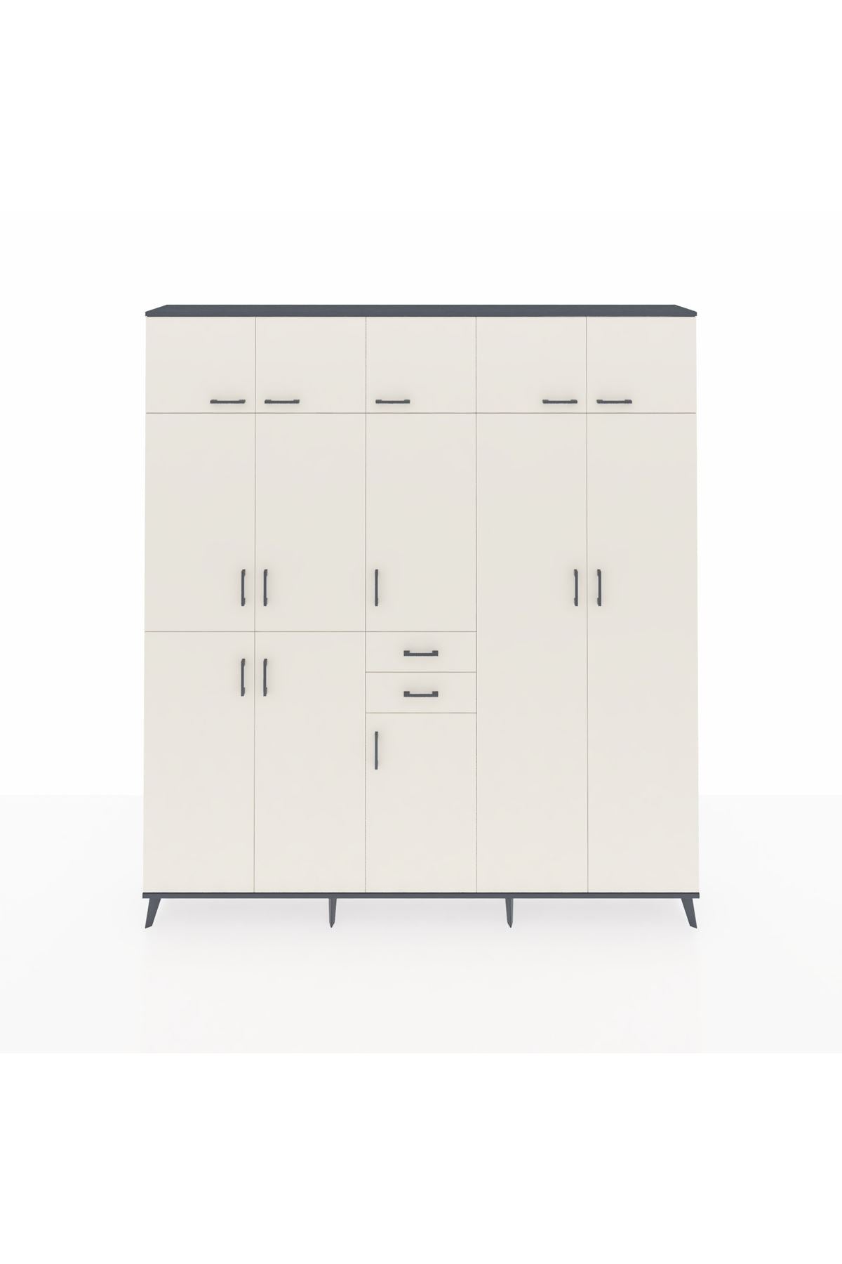 Arges Gardrop 10 Raflı 2 Çekmeceli 3 Askılı 220x30x243 Antrasit-Aytaşı