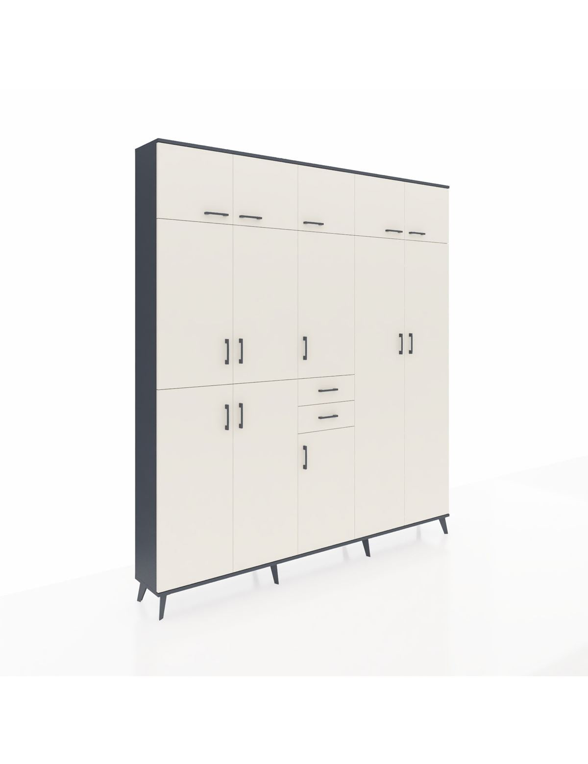 Arges Gardrop 10 Raflı 2 Çekmeceli 3 Askılı 220x30x243 Antrasit-Aytaşı