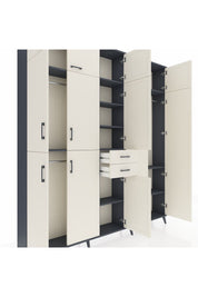 Arges Gardrop 10 Raflı 2 Çekmeceli 3 Askılı 220x30x243 Antrasit-Aytaşı