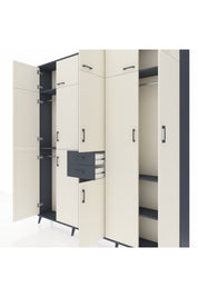 Arges Dolap 10 Raflı 2 Çekmeceli 3 Askılı 220x30x243 Antrasit-Aytaşı/Antrasit