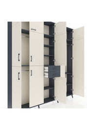 Arges Dolap 10 Raflı 2 Çekmeceli 3 Askılı 220x30x243 Antrasit-Aytaşı/Antrasit