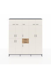 Arges Dolap 10 Raflı 2 Çekmeceli 3 Askılı 220x30x243 Antrasit-Aytaşı/Çam