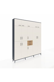 Arges Dolap 10 Raflı 2 Çekmeceli 3 Askılı 220x30x243 Antrasit-Aytaşı/Çam