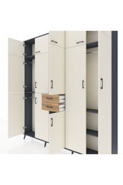 Arges Dolap 10 Raflı 2 Çekmeceli 3 Askılı 220x30x243 Antrasit-Aytaşı/Çam