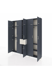 Arges Dolap 10 Raflı 2 Çekmeceli 3 Askılı 220x30x243 Antrasit-Antrasit/Aytaşı